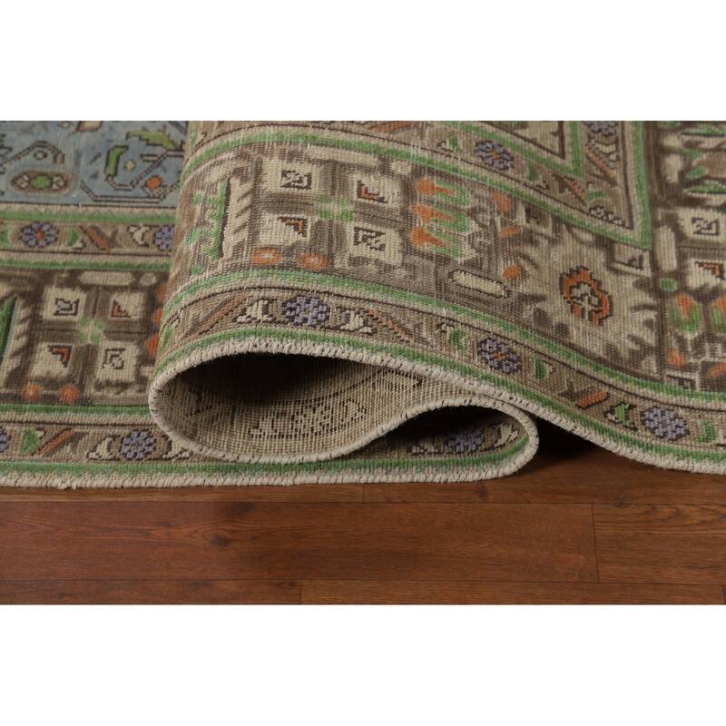 Traditional Tabriz Persian Area Rug Hand-Knotted Geometric Wool Carpet - 6'7"x 9'10"