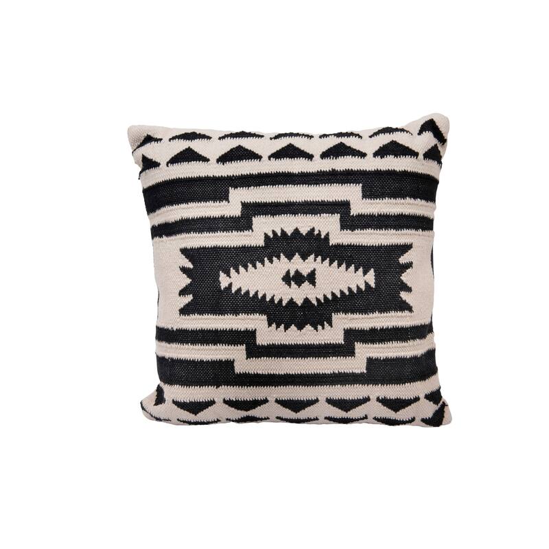 Cotton Kilim Pillow with Cross and Geometric Patterns On Sale Bed