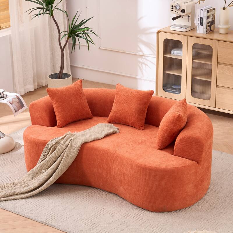 GDFStudio - Modern Crescent-Shaped Chenille 79" 3-Seater Sofa