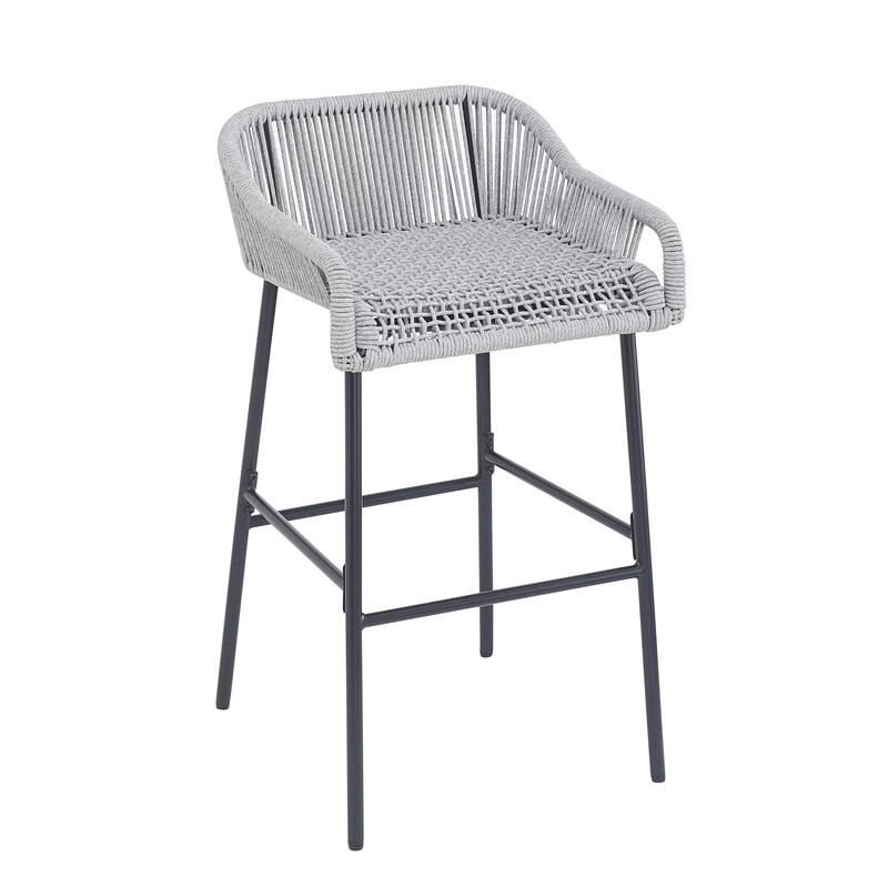 Neri Iron Outdoor Patio Rope Weave Barstools (Set of 2) by Christopher Knight Home