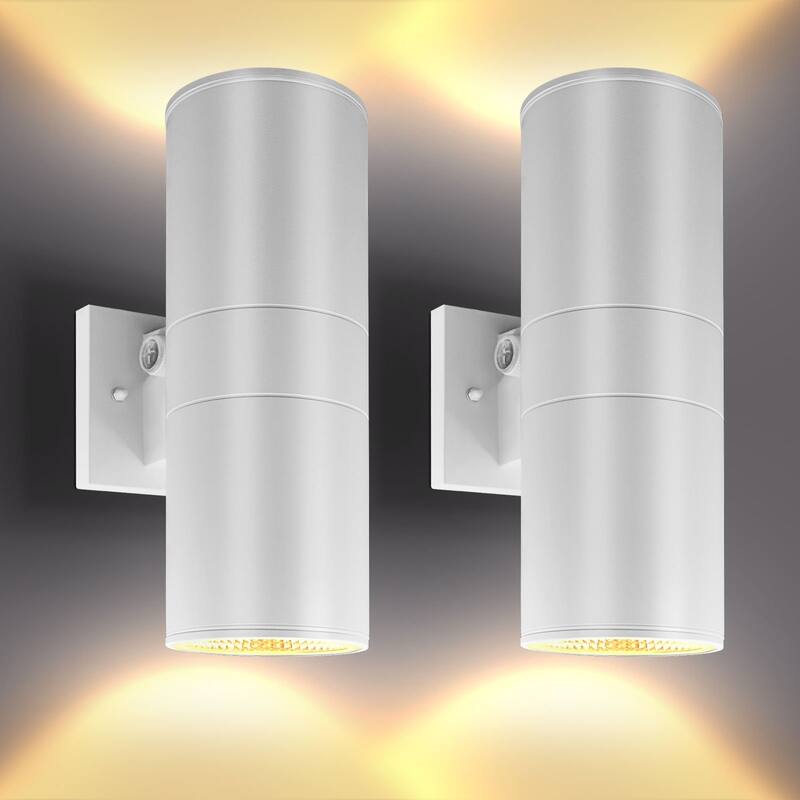 Luxrite Dusk to Dawn LED Outdoor Wall Light 12" 3CCT Wall Sconce 18/24/30W Dimmable IP65 ETL 2-Pack - Color Selectable 3000/4000/5000