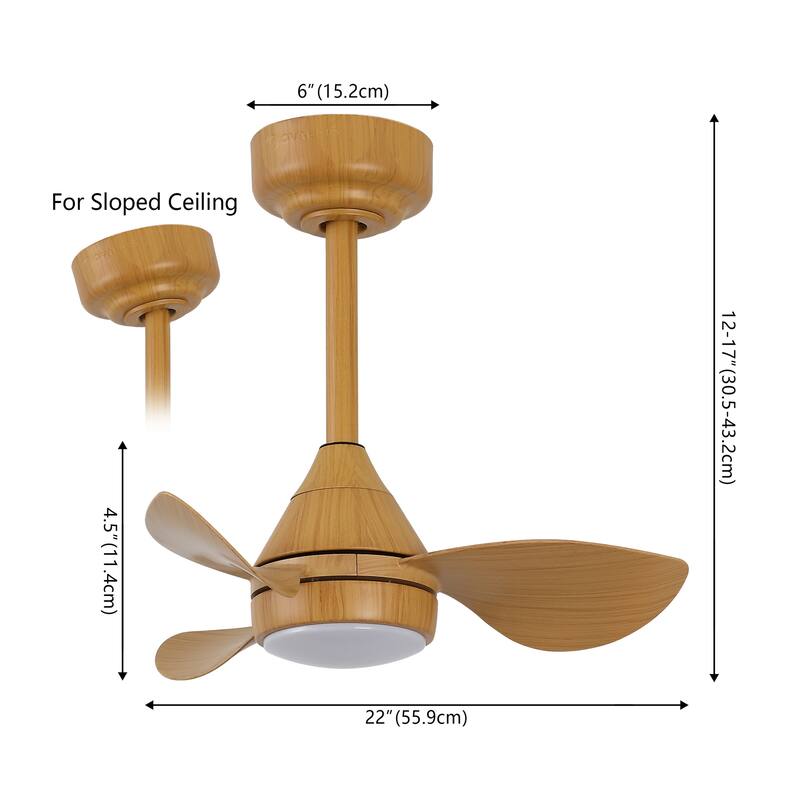 22" Smart LED Ceiling Fan, 6-Speed, Dimmable, App & Remote Control