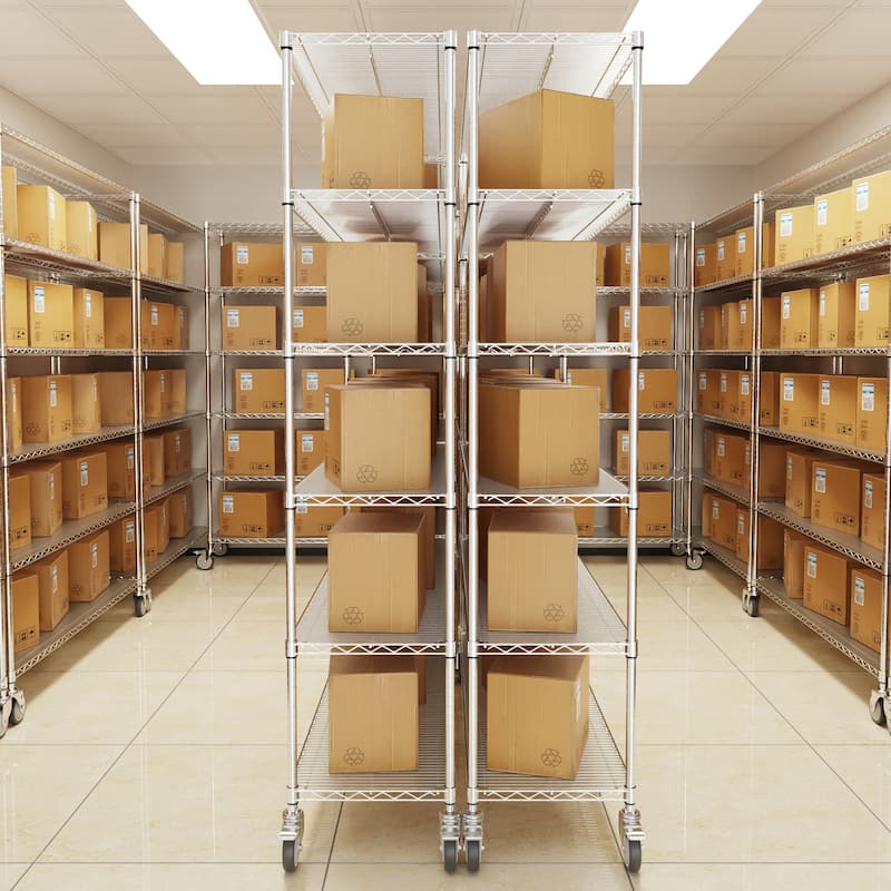 Adjustable Height 6 Tier Metal Wire Shelving Unit with Wheels