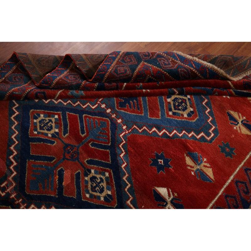 Kazak Vegetable Dye Antique Area Rug Handmade Tribal Wool Carpet - 5'3" x 8'0"
