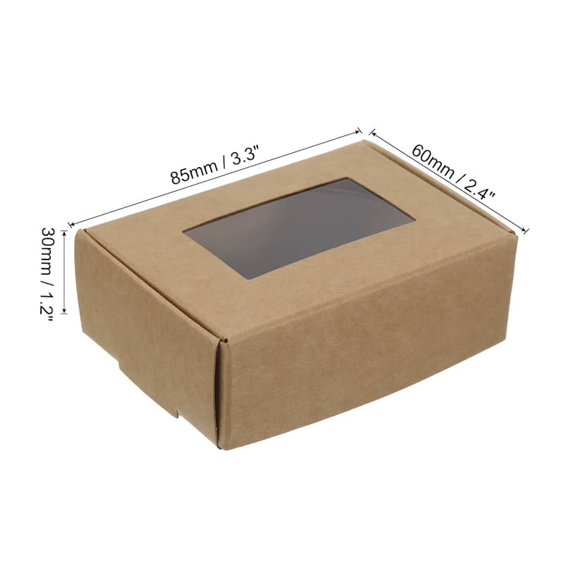 3.5"x2.5"x1" Paper Soap Box with Window, 30 Pack Soap Boxes Rectangle - Brown
