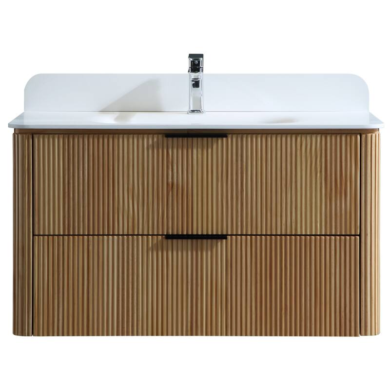 Modland 36" Wall-Mounted Bathroom Vanity with Acrylic Top Integrated Sink & Overflow