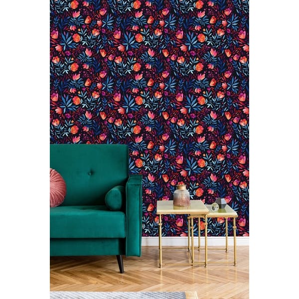 Dark Flowers Peel and Stick Wallpaper - - 32616699