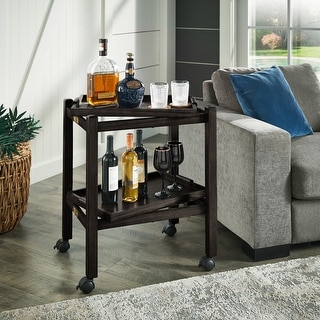 Dolores Wood Finish Folding Bar Cart with Two Detachable Trays by iNSPIRE Q Modern