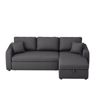 Grey Upholstery Sleeper Sectional Sofa with Storage Space