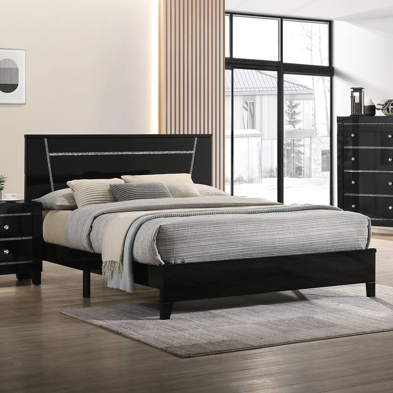 Larking Contemporary Solid Wood Platform Bed by Furniture of America - Black - California King