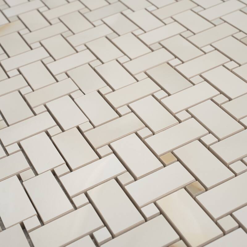 Splendor 12x12 Perla Porcelain Mosaic Onyx Basketweave Wall and Floor Tile (4.84 sq ft/case) - 5 Pack