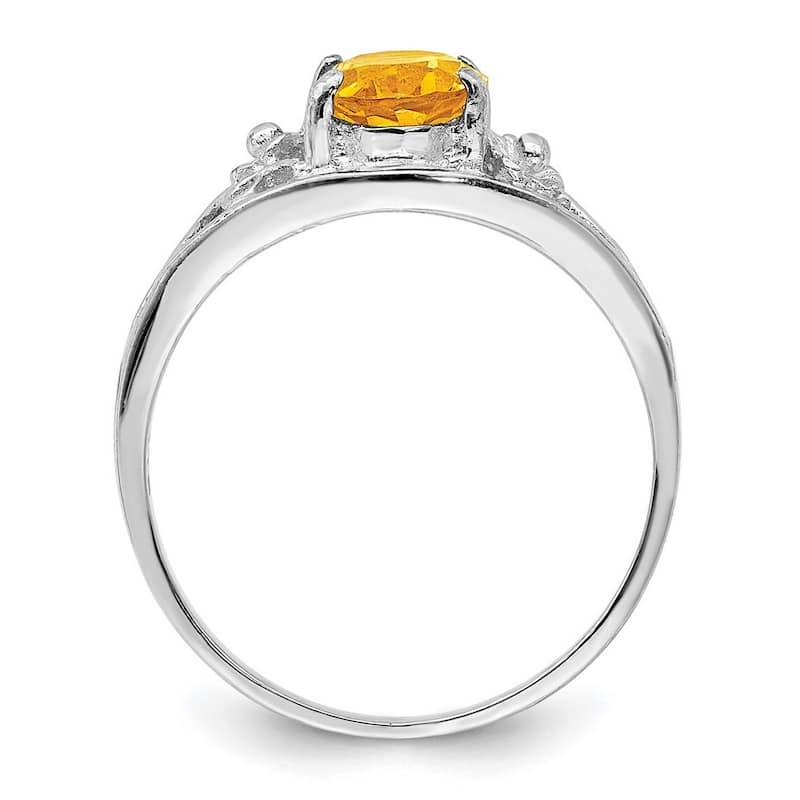 Curata 925 Sterling Silver Oval Polished Open back Citrine ring