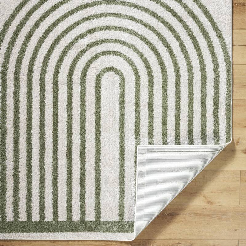 Livabliss Scandinavian Fossay Shag Stripe Washable Area Rug