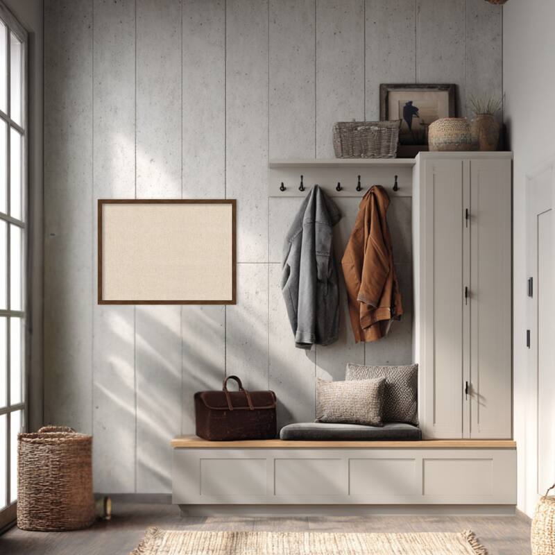 Amanti Art Framed Fabric Pinboard Natural Linen Printed Bulletin Board