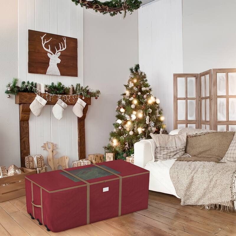 Rolling Christmas Tree Storage Bag - Heavy-Duty Storage Bags for 12FT Artificial Trees byHastings Home - 67" x 28" x 28"