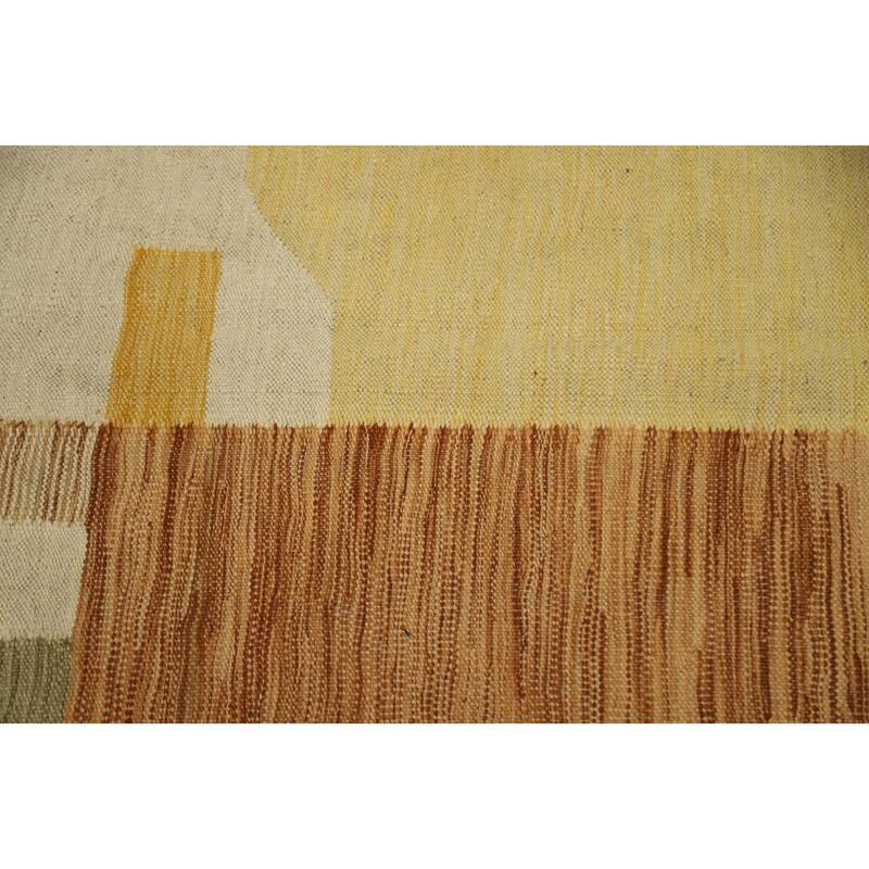 Hand Woven Oriental 100% Wool Carpet Southwestern Modern Multi-Colored Kilim Area Rug - 9' 9'' X 6' 10''