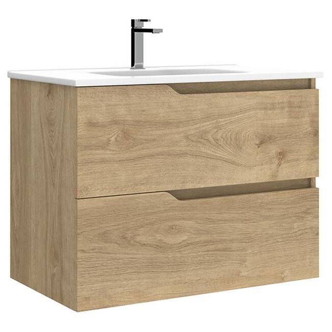 WS Bath Collections Menta C80 Menta 32" Wall Mounted Single Basin - Natural Oak - Oak Finish