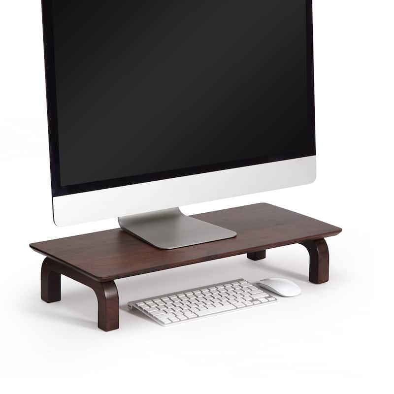 Jani Wood Monitor Stand Riser Desk - Ergonomic Design Stand, Desktop Organizer Table for Home, Office Workspace, Gaming Desk - Tan