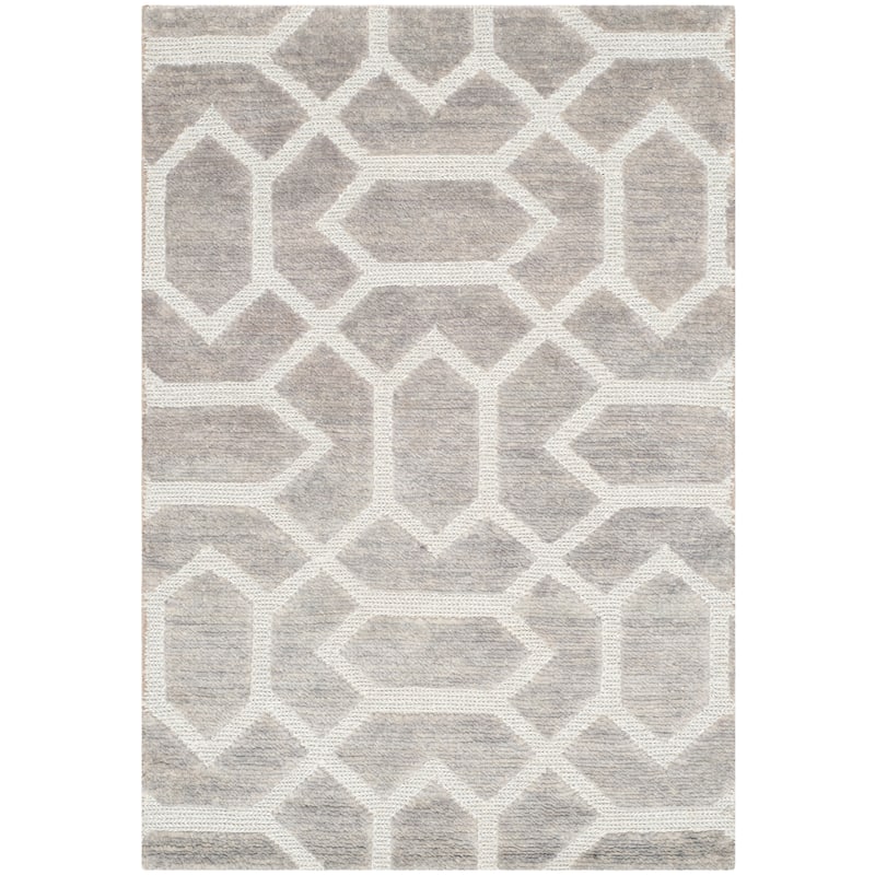 SAFAVIEH Hand-knotted Santa Fe Burgel Modern Wool Rug - 2' x 3' - Dark Grey/Silver