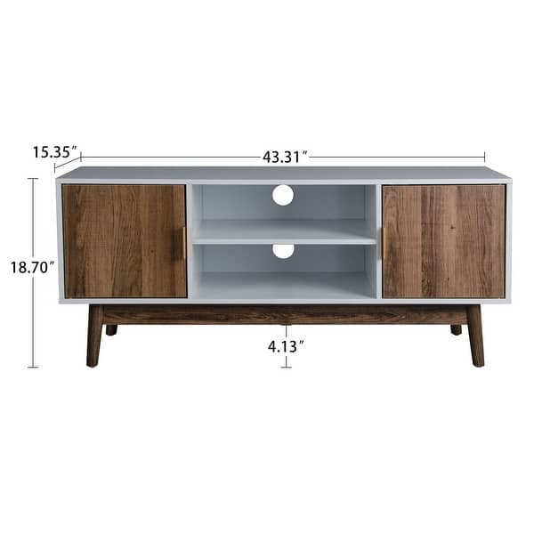 Mid-Century Living Room TV Stand with 2 Cabinets and Shelf - Bed Bath ...