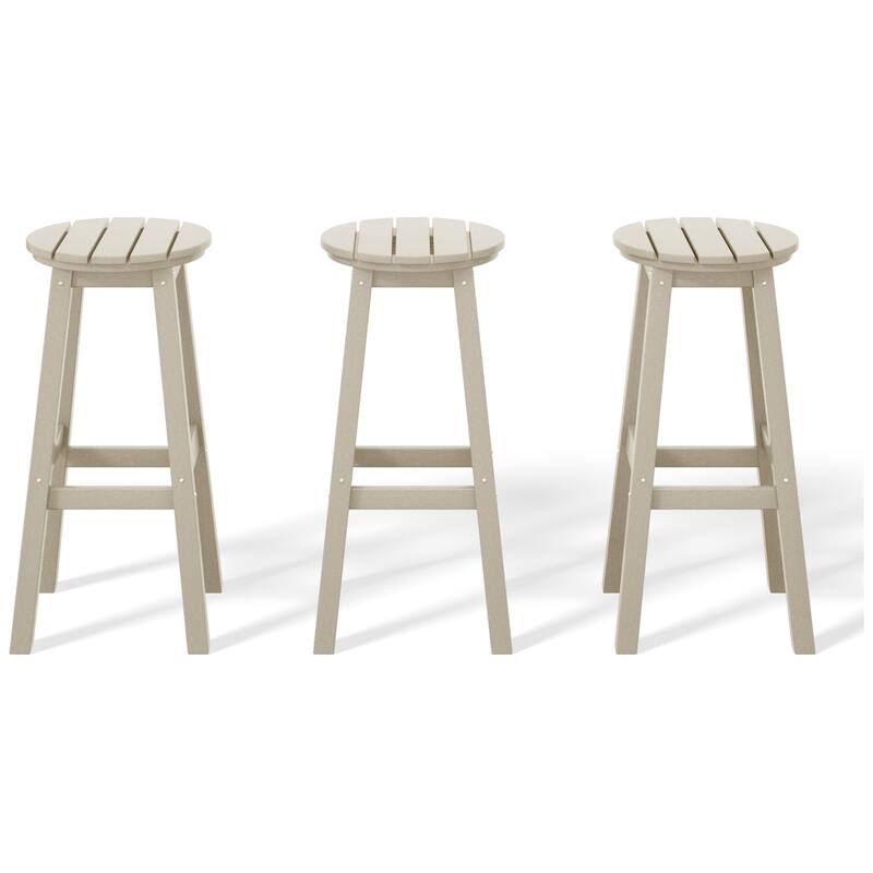 Laguna Hdpe All Weather Outdoor Patio 29" Round Bar Stool (Set Of 3)
