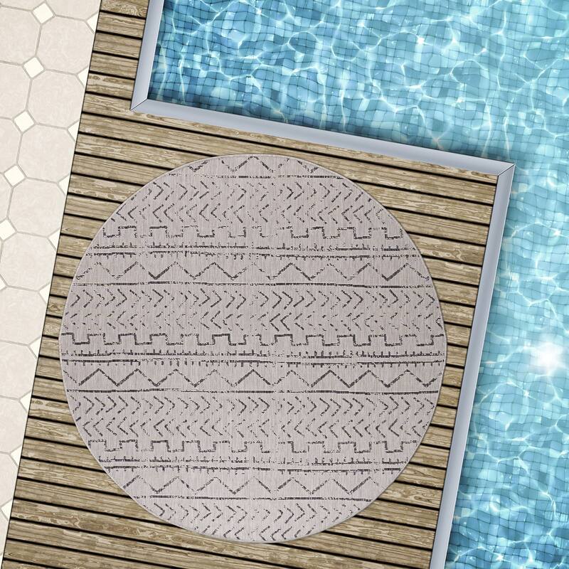 Beverly Rug Dark Grey Trellis Indoor Outdoor Rug, Outside Carpet for Patio, Deck, Porch
