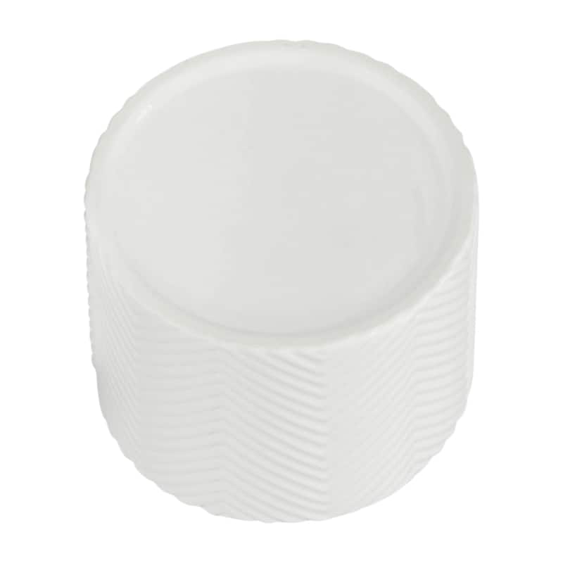 Ceramic Planter Trendy White Planter Elevated on Wooden Stand with Chevron Design For Indoor or Outdoor Plants