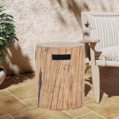 Christopher Knight Home - Weston Outdoor Fire Pit and Side Table Set with Rustic Wood Pattern and Sturdy MGO Build