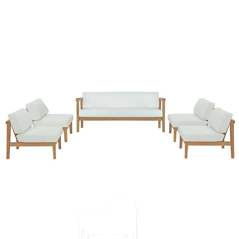 Bayport 5 Piece Outdoor Patio Teak Set - Natural White
