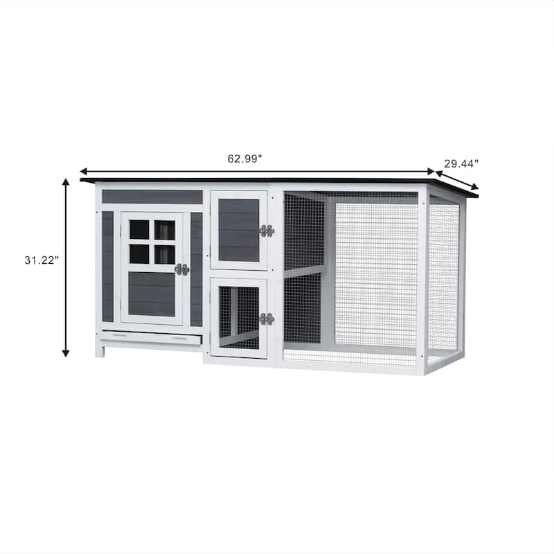 Outdoor Indoor Chicken Coop Small Animal House with Running Cage