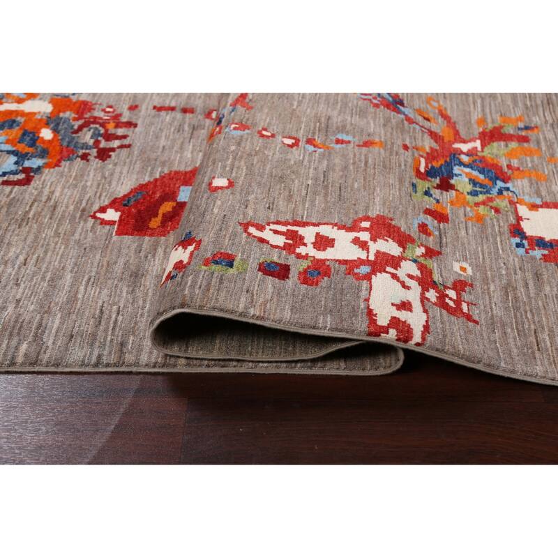 Vegetable Dye Contemporary Abstract Area Rug Hand-knotted Wool Carpet - 5'5" x 7'11"