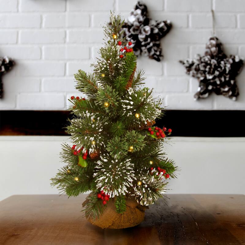 National Tree Company 18 in. Wintry Pine Tree with Battery Operated LED Lights - 18 in