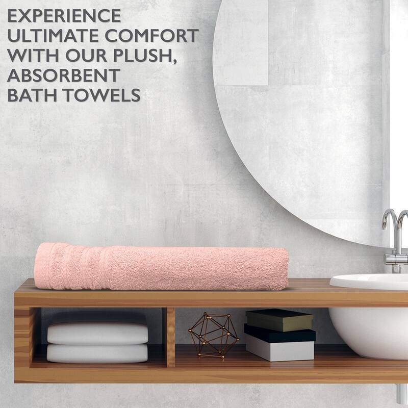 4 Piece Premium Cotton Bath Towels Set 27x54" Soft Absorbent - Moon Rose