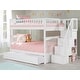 preview thumbnail 1 of 5, Columbia Full over Full Solid Wood Staircase Bunk Bed with Twin Raised Panel Trundle Bed in White