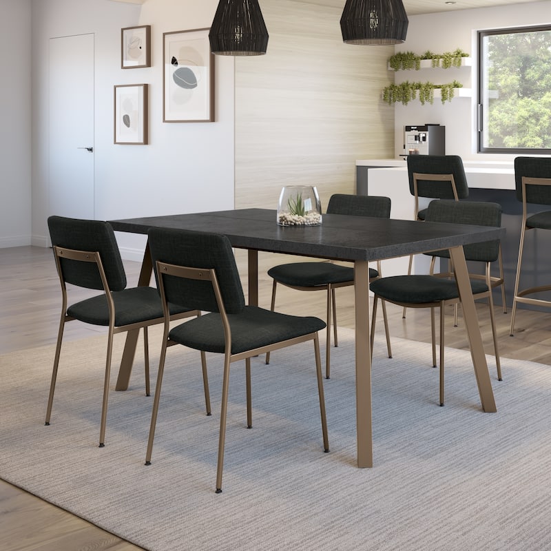 Amisco Sullivan Upholstered Dining Chair with Open Back and Metal Legs