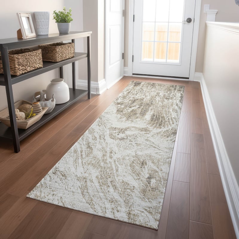 Machine Washable Indoor/ Outdoor Modern Abstract Chantille Rug