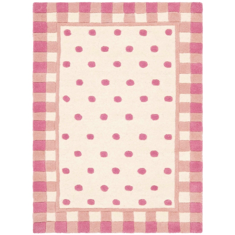 SAFAVIEH Handmade Novelty Giancarla Polka Dot Wool Rug - 2' x 3' - Ivory/Pink