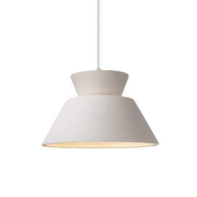 Carson Carrington Sallerup Trapezoid Bisque Shade Pendant - Antique Brass