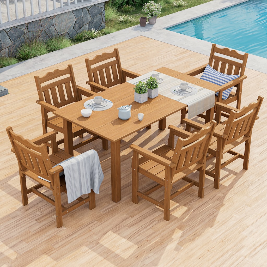 HIPS Outdoor Dining Set, Ergonomic Patio Chairs and Table(Set of 7)