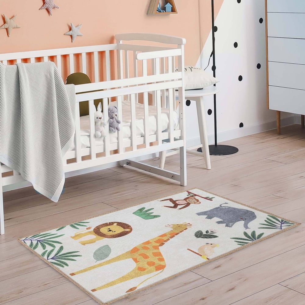 Superior Animal Safari Playroom Non-Slip Kids Indoor Area Rug