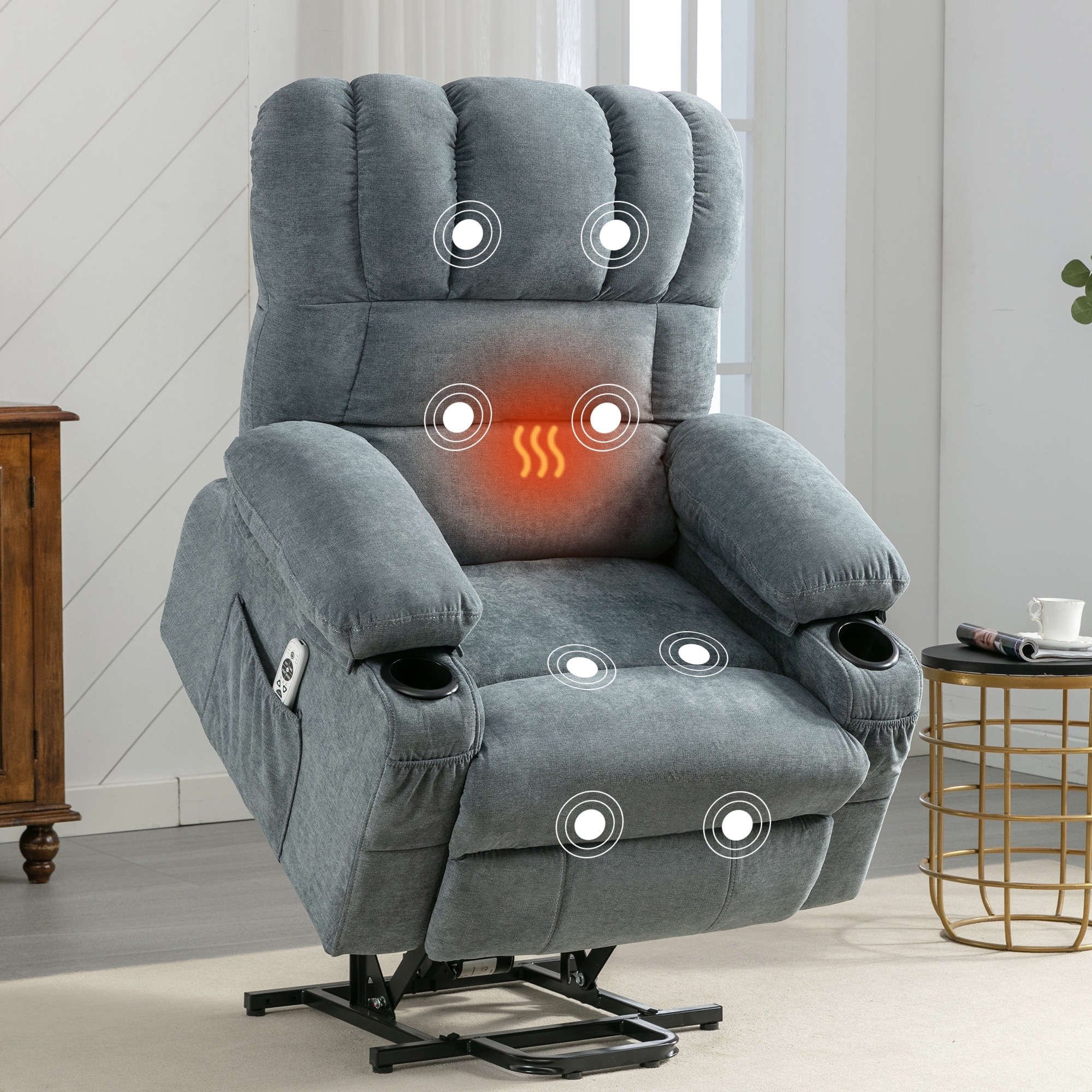 Homall Electric Power Lift Recliner, PU Leather Lift Assist Recliner with  Massage