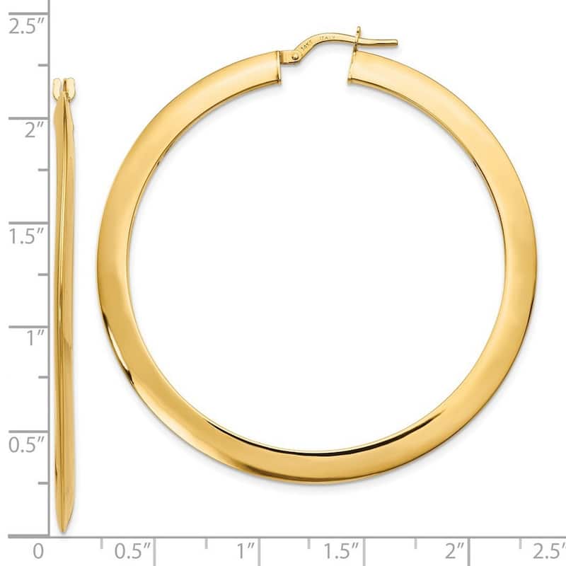 Curata 14k Yellow Gold Polished Razor-edged 1x52mm Hoop Earrings