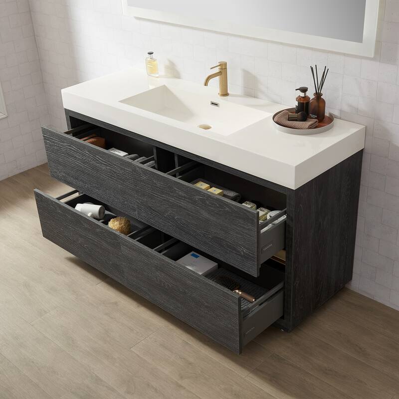 Huesca Bath Vanity with Composite Integral Sink Top and Mirror