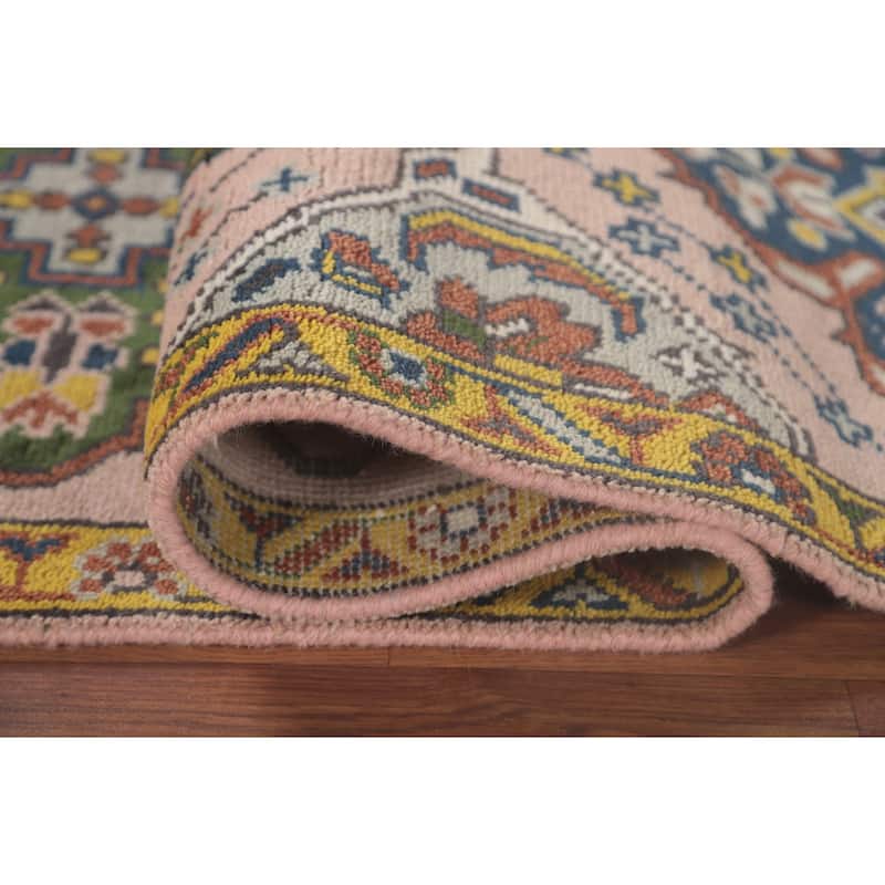 Light Pink Kazak Oriental Runner Rug Wool Carpet - 2'7"x 9'10"