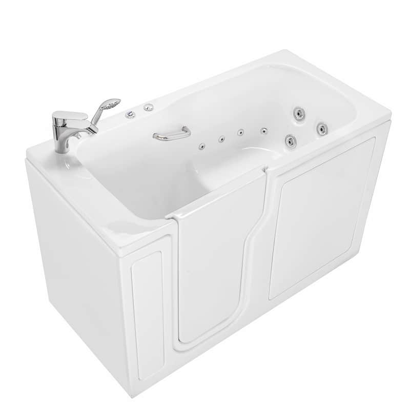 Ella Standard Acrylic Hydro Massage w/ Independent Foot Massage Walk in Tub 30"x60", 2 Piece Faucet - Left Door - Hydro + Foot Massage