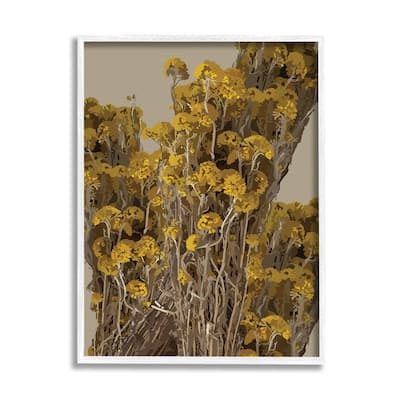 Stupell Bushels of Yellow Flowers Darkened Tuscan Florals Framed Wall Art - Off-White