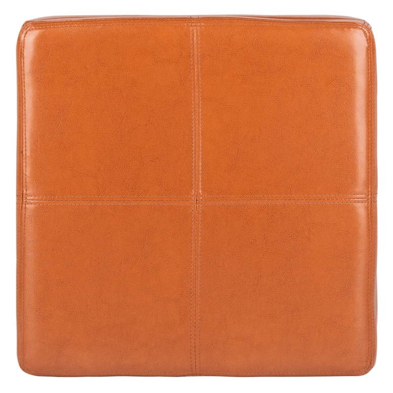 SAFAVIEH Angelica Brown Leather Storage Ottoman