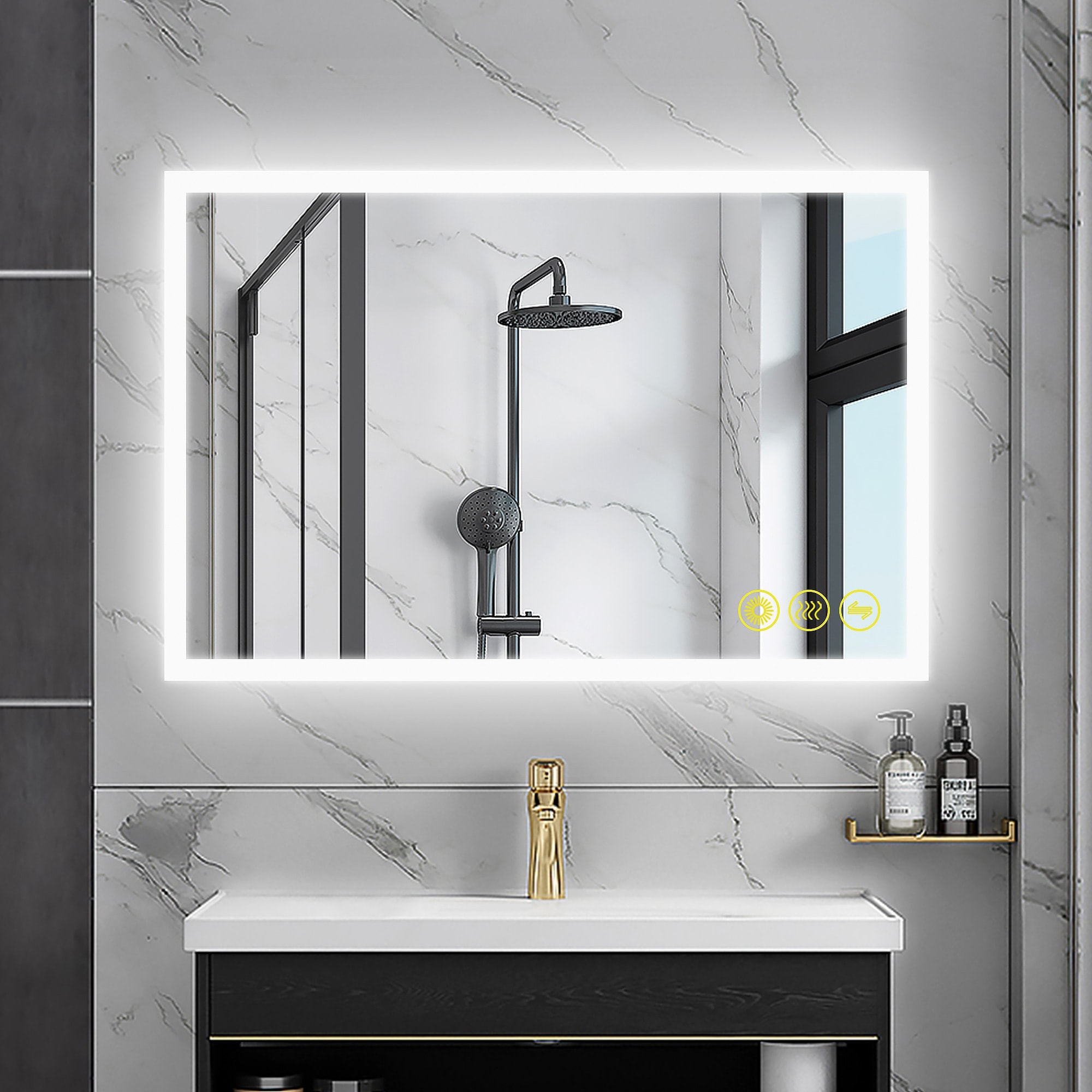 SmartGlow 24x36" Rectangular Dimmable LED Frameless Anti-Fog Bathroom Vanity Mirror - Clear