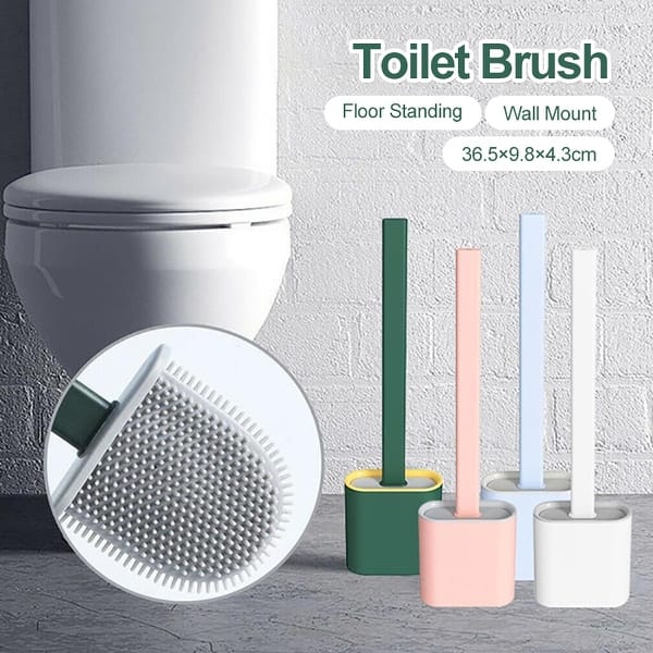 Silicone Toilet Brush with Toilet Brush Holder Wall-Mounted