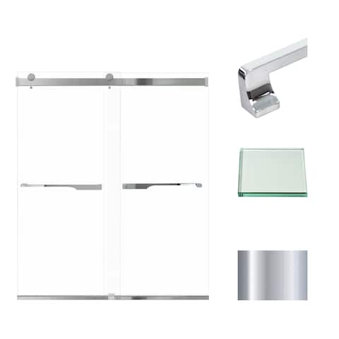 Brianna 60 in. W x 70 in. H By-Pass Frameless Shower Door with Clear Glass - 56-60-in W x 70-in H